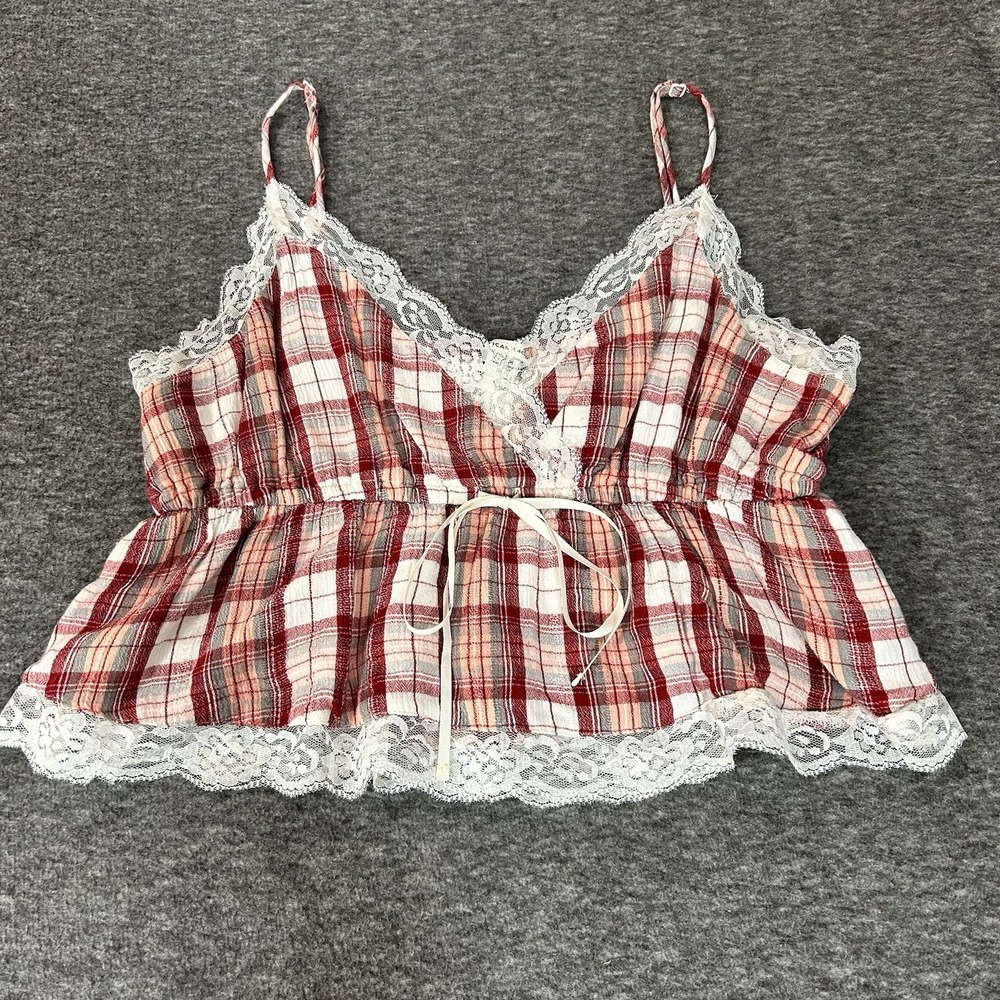 American Eagle Outfitters Camisole Gingham Scrunched Bow Babydoll Medium